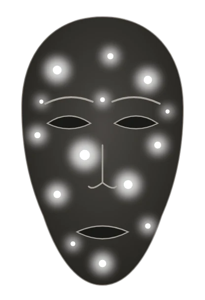 A face with a few scattered patches of light